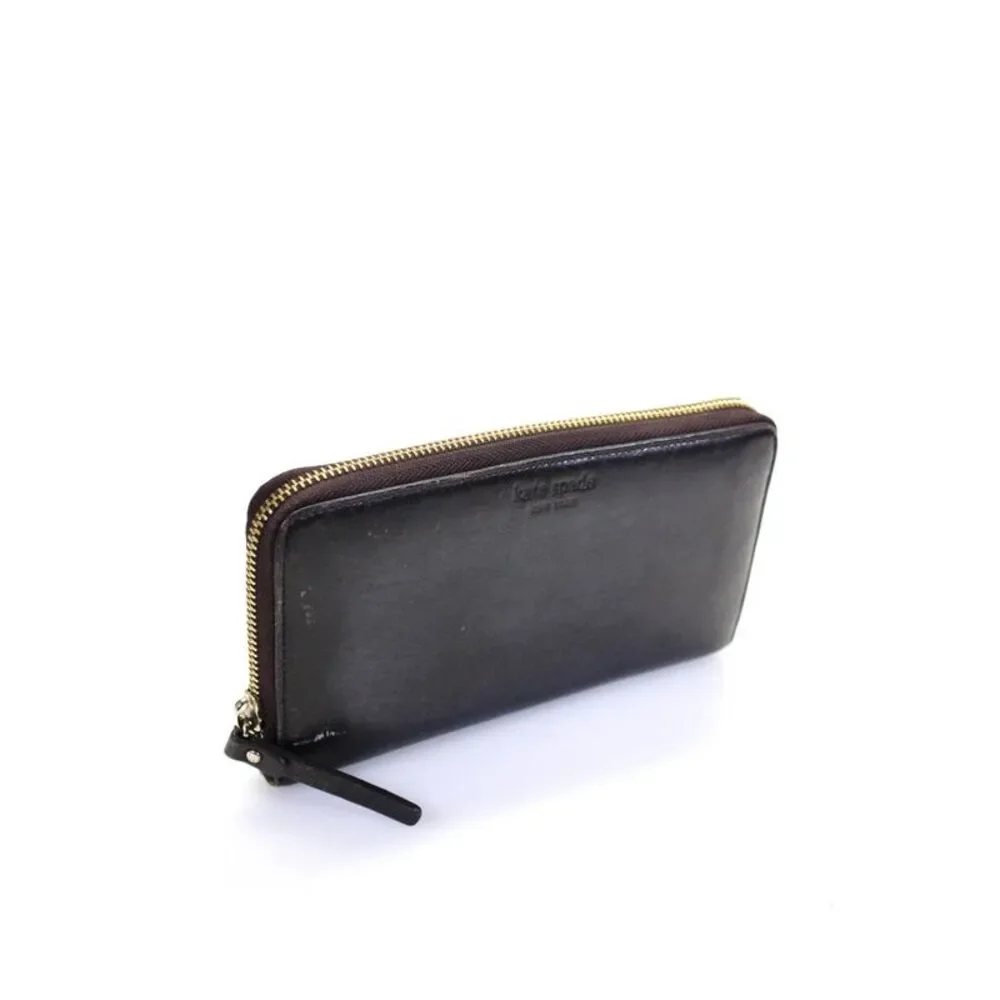 Kate Spade New York Leather Zip Around Multi Pocket Card Wallet Dark Brown - Picture 3 of 10